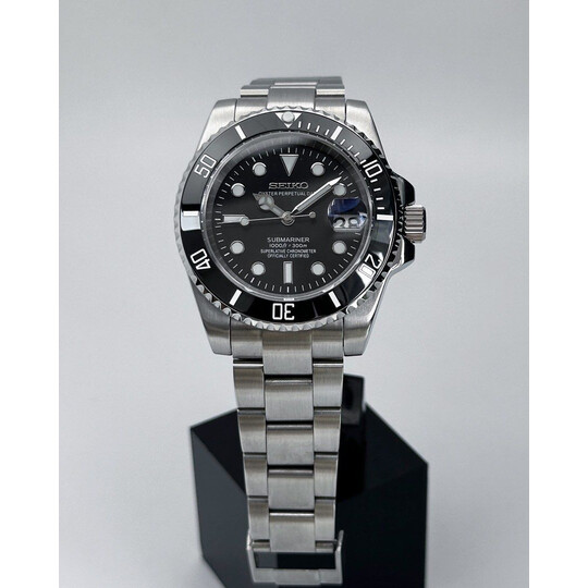 Custom Seiko Mod • Black Submariner • 40mm